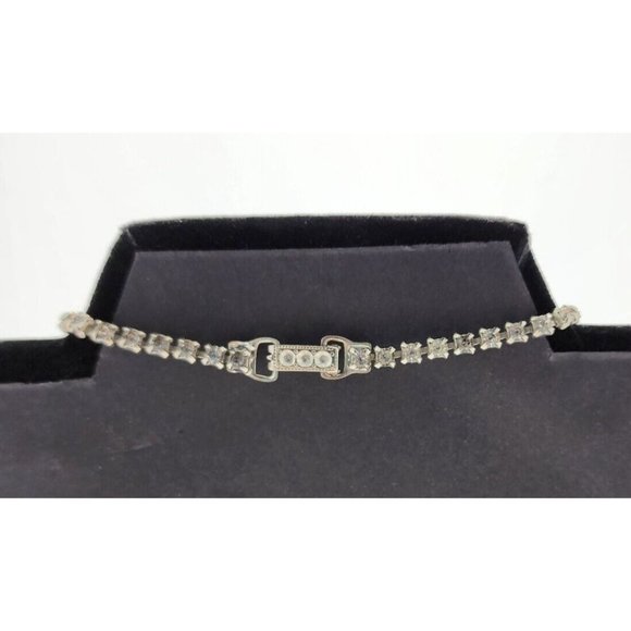 Vintage Garne Jewelry Signed Silver Tone Starburst Clear Rhinestone Necklace - Picture 5 of 9